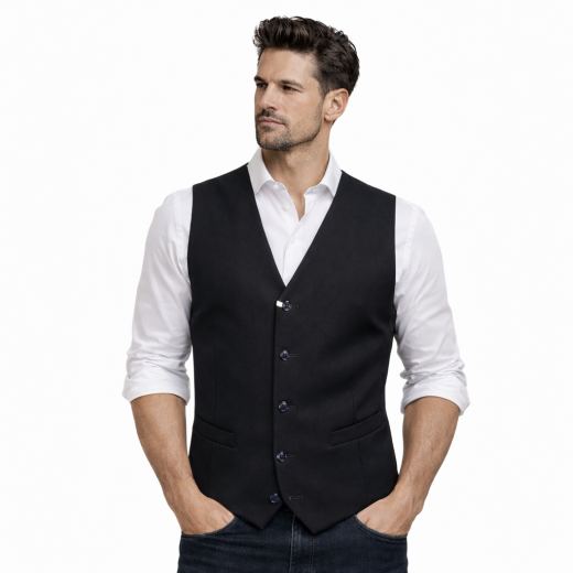 ALESSANDRO GILLES Gilet Uomo Nero Slim Fit GIL2 2356 Elegante Made in Italy