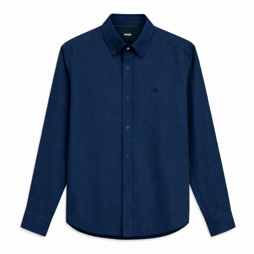 BOSS Camicia Uomo Lino Regular Fit Button Down Blu 50556077 H-LIAM-BD-E-C1-261