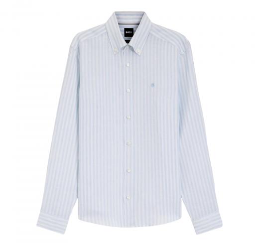 BOSS Camicia Uomo Regular Fit In Lino A Righe H LIAM BD E C1 261 50560595 Colore Righe Azzurre