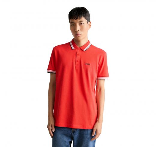 BOSS Polo Uomo Paddy In Pique Di Cotone Regular Fit 50469055 Colore Rosso