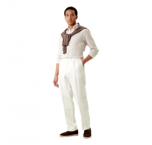 BOSS Camicia Uomo Regular Fit In Lino A Righe H LIAM BD E C1 261 50560595 Colore Righe Beige