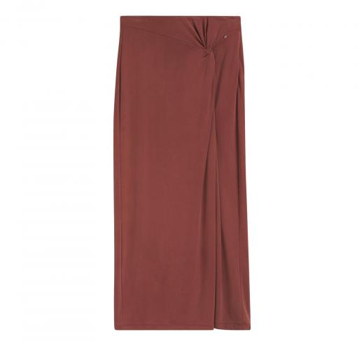 BOSS Gonna Donna Lunga In Jersey Con Dettaglio Drappeggiato Twist C Enature 50558795 Colore Rosso Mattone