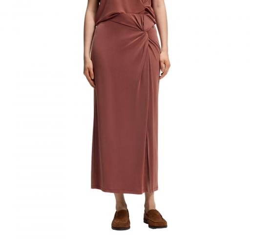 BOSS Gonna Donna Lunga In Jersey Con Dettaglio Drappeggiato Twist C Enature 50558795 Colore Rosso Mattone