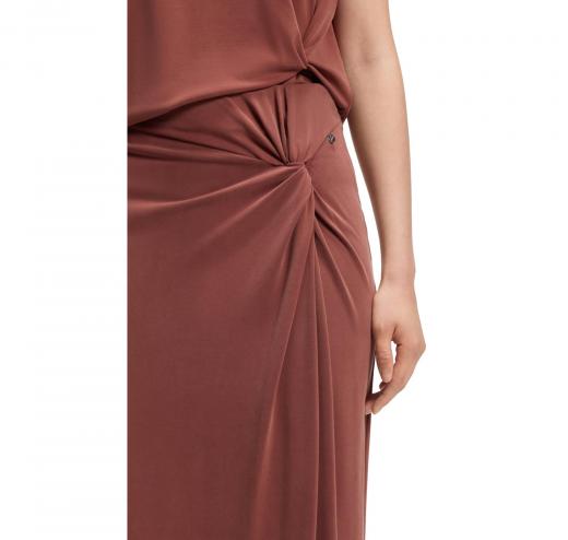 BOSS Gonna Donna Lunga In Jersey Con Dettaglio Drappeggiato Twist C Enature 50558795 Colore Rosso Mattone