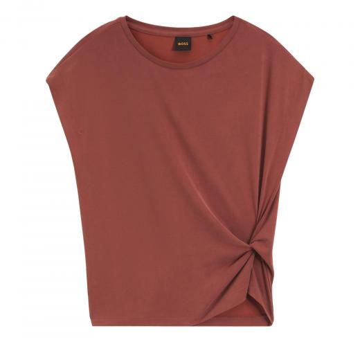 BOSS T Shirt Donna In Jersey Con Dettaglio Twist Laterale C Ebony 50553458 Colore Rosso Mattone