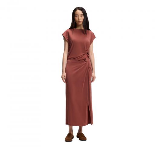 BOSS T Shirt Donna In Jersey Con Dettaglio Twist Laterale C Ebony 50553458 Colore Rosso Mattone