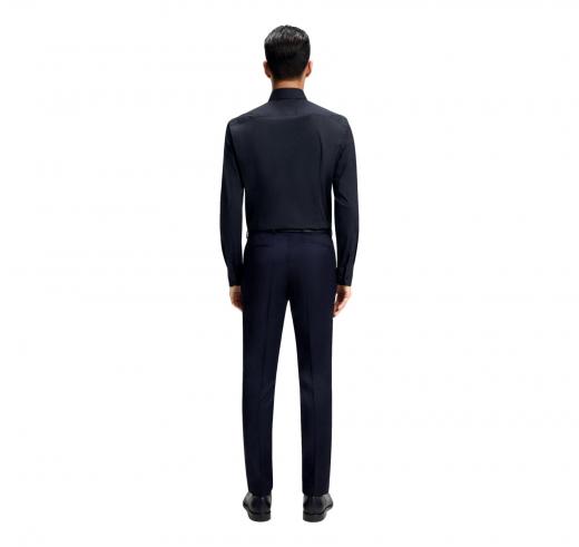 BOSS Camicia Uomo Slim Fit Blu Scuro Popeline Stretch H-HANK-Kent-C1-214 50469345
