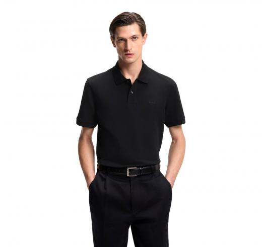BOSS Polo Uomo Pallas 50553564 Nero Cotone Pique Regular Fit
