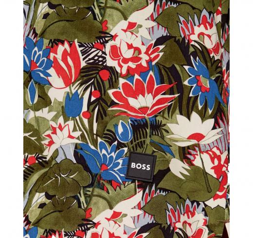 BOSS Camicia Uomo Con Stampa All Over Regular Fit Beach Shirt 50535793 Colore Verde