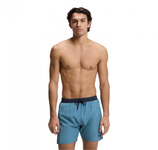 BOSS Boxer Uomo Da Mare Ad Asciugatura Rapida Con Logo Stampato Starfish 50514429 Colore Celeste Scuro