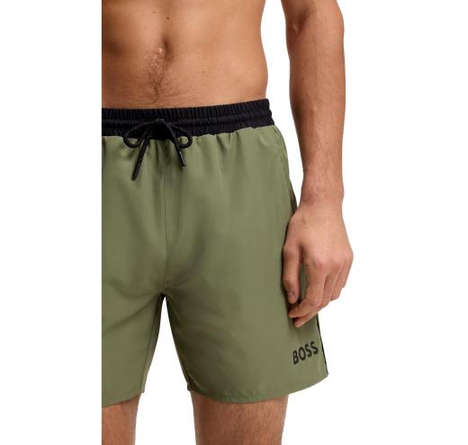 BOSS Boxer Uomo Da Mare Ad Asciugatura Rapida Con Logo Stampato Starfish 50514429 Colore Verde