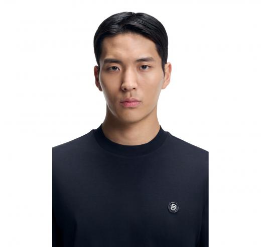 BOSS T Shirt In Cotone Mercerizzato Con Monogramma Double B C Taut 01 50555844 Colore Blu Scuro