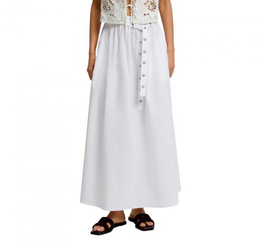 BOSS Gonna Donna Maxi In Popeline Di Cotone Con Cintura Ad Occhielli C Vidol 50559088 Colore Bianco