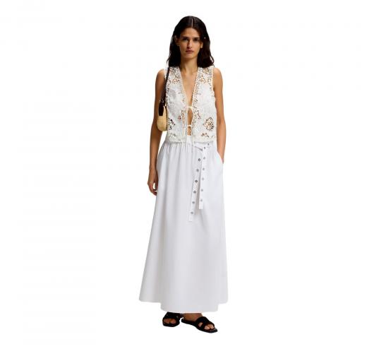 BOSS Gonna Donna Maxi In Popeline Di Cotone Con Cintura Ad Occhielli C Vidol 50559088 Colore Bianco