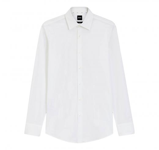 BOSS Camicia Uomo Slim Fit Bianco Popeline Stretch H HANK Kent C1 214 50469345