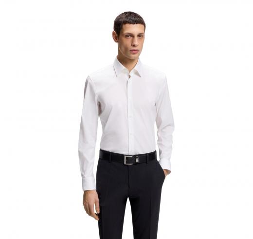 BOSS Camicia Uomo Slim Fit Bianco Popeline Stretch H HANK Kent C1 214 50469345