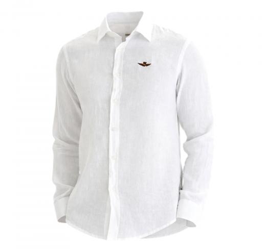 AERONAUTICA MILITARE Camicia Uomo In Lino CA1321UCT03089 Colore Bianco