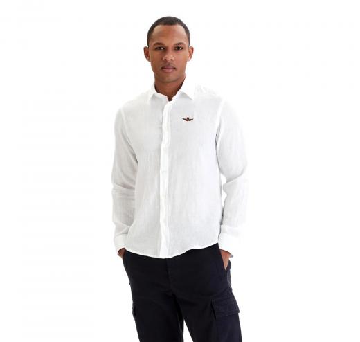 AERONAUTICA MILITARE Camicia Uomo In Lino CA1321UCT03089 Colore Bianco