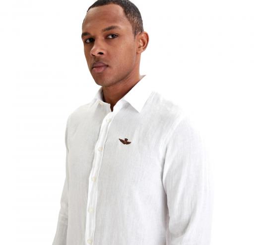 AERONAUTICA MILITARE Camicia Uomo In Lino CA1321UCT03089 Colore Bianco