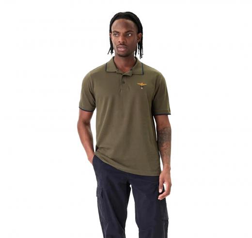 AERONAUTICA MILITARE Polo Uomo In Pique Di Cotone 261PO1308UP00082 Colore Verde Oliva