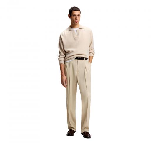 BOSS Pantalone Uomo Con Vestibilita Oversize In Twill Drappeggiato C Pat BB DPL 50561961 Colore Beige