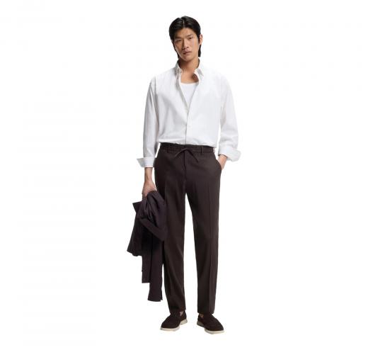 BOSS Pantalone Uomo Con Fit Affusolato In Misto Lino P Perin RDS WG 50561973 Colore Marrone