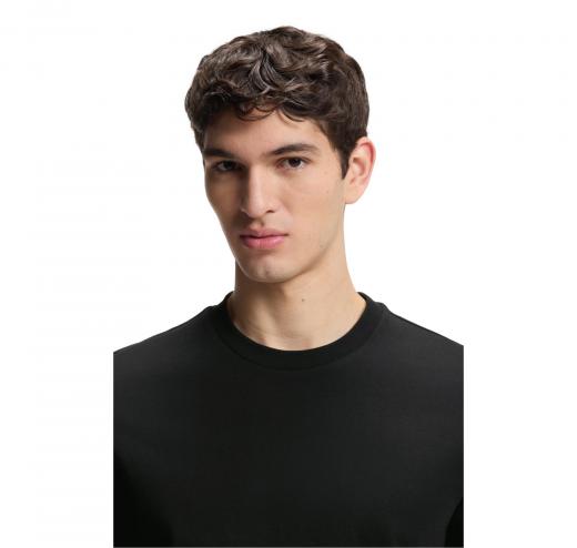BOSS T Shirt Uomo In Jersey Di Cotone Con Righe Sul Fondo Manica Thompson 04 50501097 Colore Nero