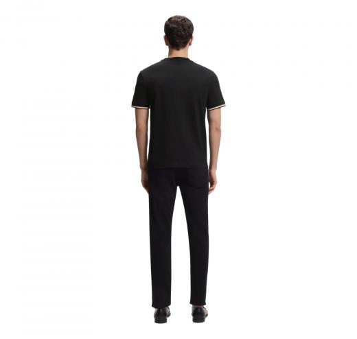 BOSS T Shirt Uomo In Jersey Di Cotone Con Righe Sul Fondo Manica Thompson 04 50501097 Colore Nero