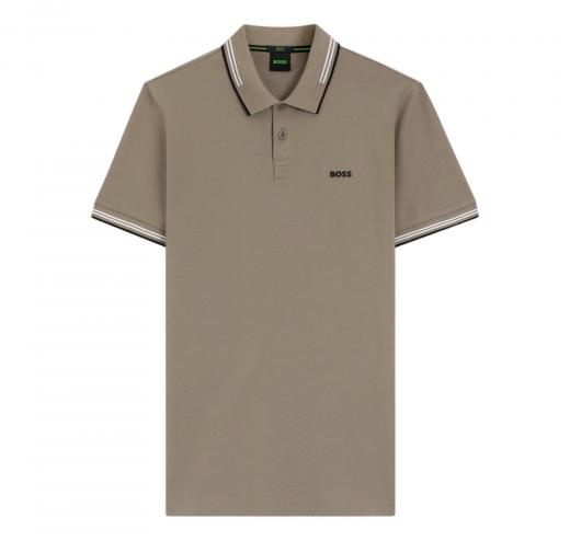 BOSS Polo Uomo Slim Fit In Cotone Elasticizzato Con Logo Paul 50506193 Colore Taupe 336