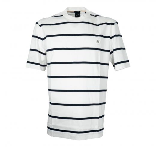 BOSS T Shirt Uomo In Cotone Mercerizzato Con Monogramma Double B C Taut 01 50555844 Colore Bianco a Righe Nere