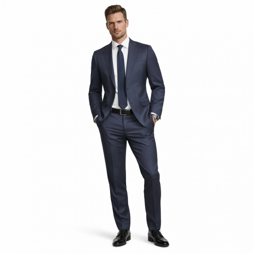 BOSS Abito Uomo Slim Fit Blu Navy P-HUGE 50561863 Tessuto Stretch