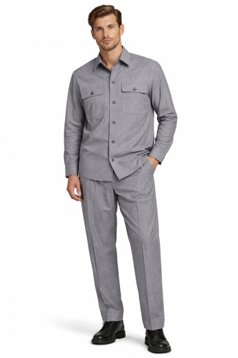BOSS Pantalone Uomo Relaxed Fit Blu Lana Vergine Lavabile P-PhilC 262 50561975 Grigio