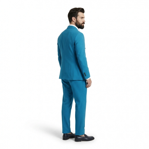 SIMBOLS Abito Uomo Doppiopetto Azzurro Drop 7 Elasticizzato Made in Italy Elegante