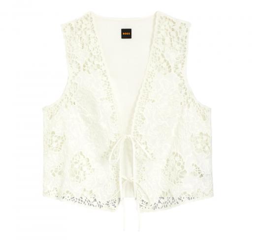 BOSS Gilet Donna Ricamato Con Chiusura a Cravatta C Irika 50556743 Colore Bianco