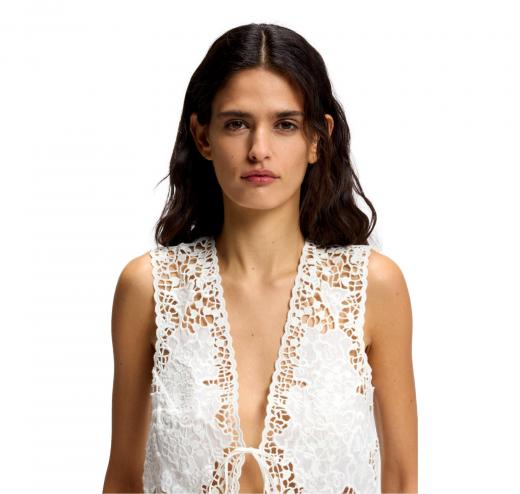 BOSS Gilet Donna Ricamato Con Chiusura a Cravatta C Irika 50556743 Colore Bianco