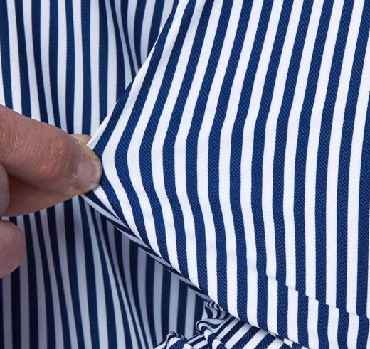 XACUS Camicia Uomo Tailor Fit Blu Righe No Stiro Stretch Traspirante Active Performance 21606004