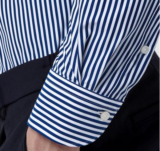 XACUS Camicia Uomo Tailor Fit Blu Righe No Stiro Stretch Traspirante Active Performance 21606004