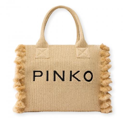 PINKO Borsa Donna Beach Shopper Rafia 106673 Colore Paglia Beige HZ3Q
