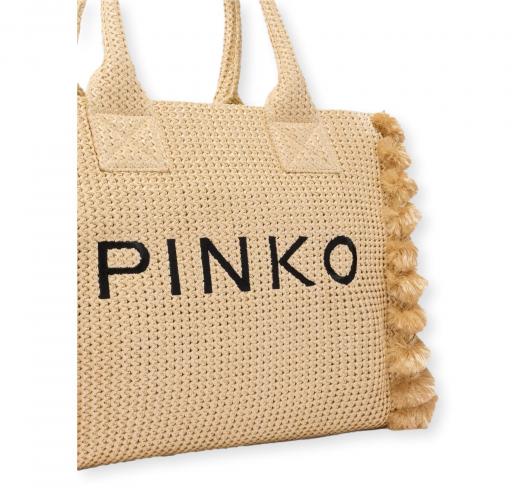 PINKO Borsa Donna Beach Shopper Rafia 106673 Colore Paglia Beige HZ3Q