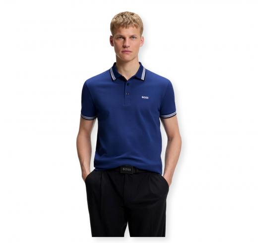 BOSS Polo Uomo Paddy In Pique Di Cotone Regular Fit 50469055 Colore Blu Scuro