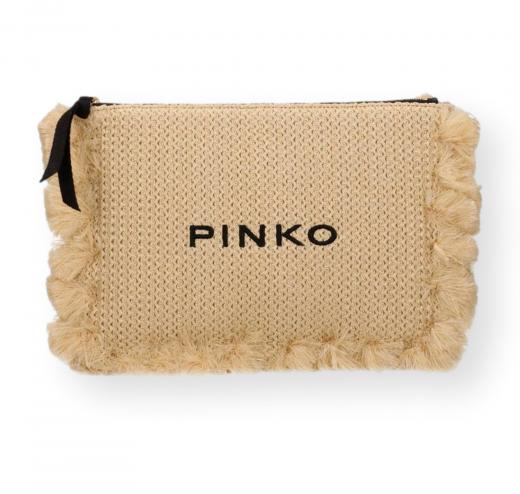PINKO Pochette Donna Flat Handle Rafia 106718 Colore Paglia Beige HZ3Q