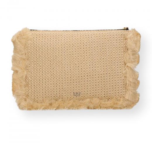 PINKO Pochette Donna Flat Handle Rafia 106718 Colore Paglia Beige HZ3Q
