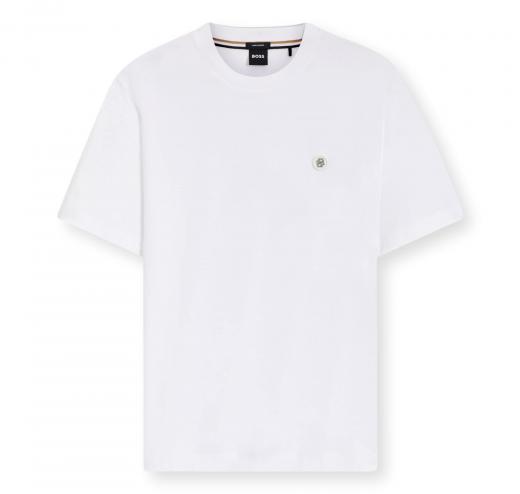 BOSS T Shirt Uomo In Cotone Mercerizzato Con Monogramma Double B C Taut 01 50555844 Colore Bianco
