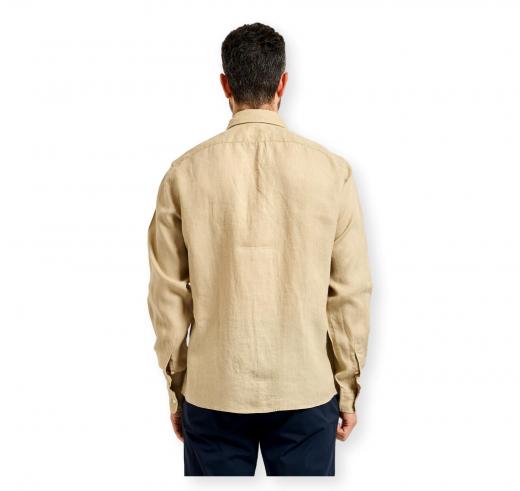 BOSS Camicia Uomo Button Down Regular Fit In Lino H LIAM BD E C1 261 50556077 Colore Beige