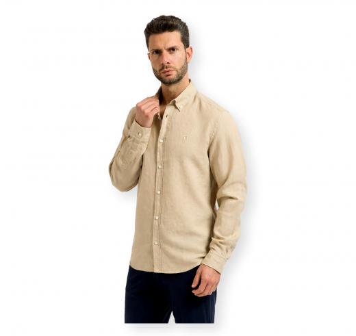 BOSS Camicia Uomo Button Down Regular Fit In Lino H LIAM BD E C1 261 50556077 Colore Beige