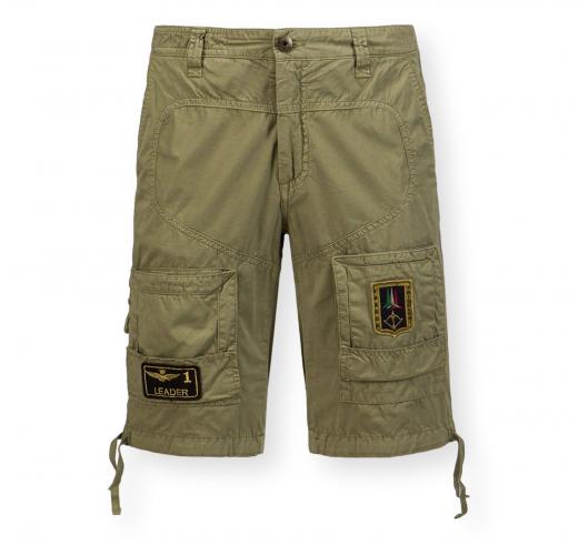 AERONAUTICA MILITARE Bermuda Uomo Cargo Con Patch e Tasche BE0041UCT01122 Colore Verde Scuro