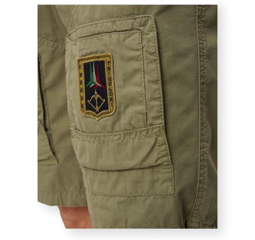 AERONAUTICA MILITARE Bermuda Uomo Cargo Con Patch e Tasche BE0041UCT01122 Colore Verde Scuro