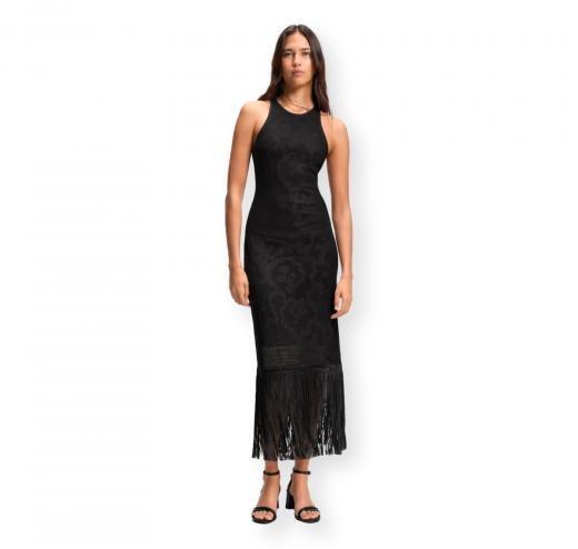 BOSS Vestito Donna Slim Fit Con Motivo Floreale e Orlo Con Frange C Farseille 50559734 Colore Nero