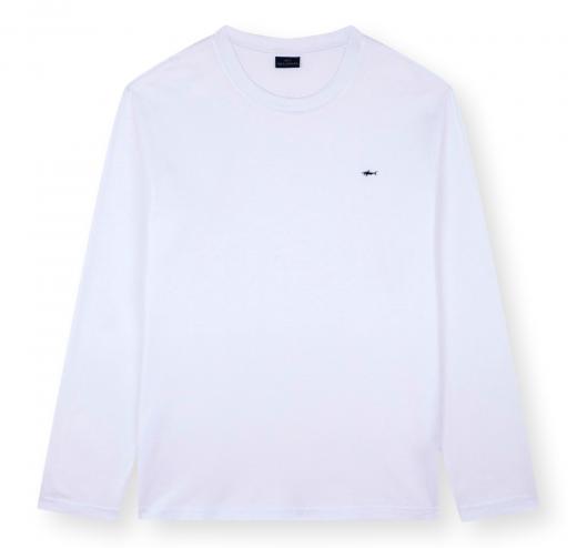 PAUL SHARK T Shirt Uomo Manica Lunga Shark Badge Regular Fit C0P1093 Colore Bianco