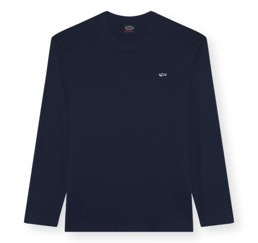 PAUL SHARK T Shirt Uomo Manica Lunga Cotone Jersey Regular Fit 99311006 Colore Blu Scuro